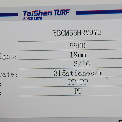 18 mm yapay çim Dtex 5500 Dünya Sınıfı Spor Etkinlikleri için Çift PP Destek