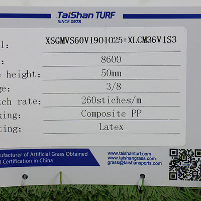 50mm Yığın Yüksekliği 9600 Dtex UV Direnci Eğlence Çimleri için Yapay Çim